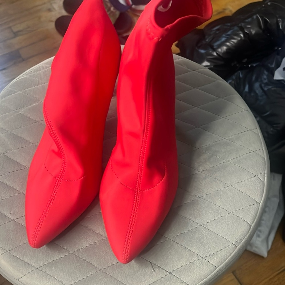 Red stretch material boots